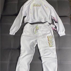 New BARBIE Medium Hoodie And Joggers Set Medium Pullover Sweatpants Forever 21